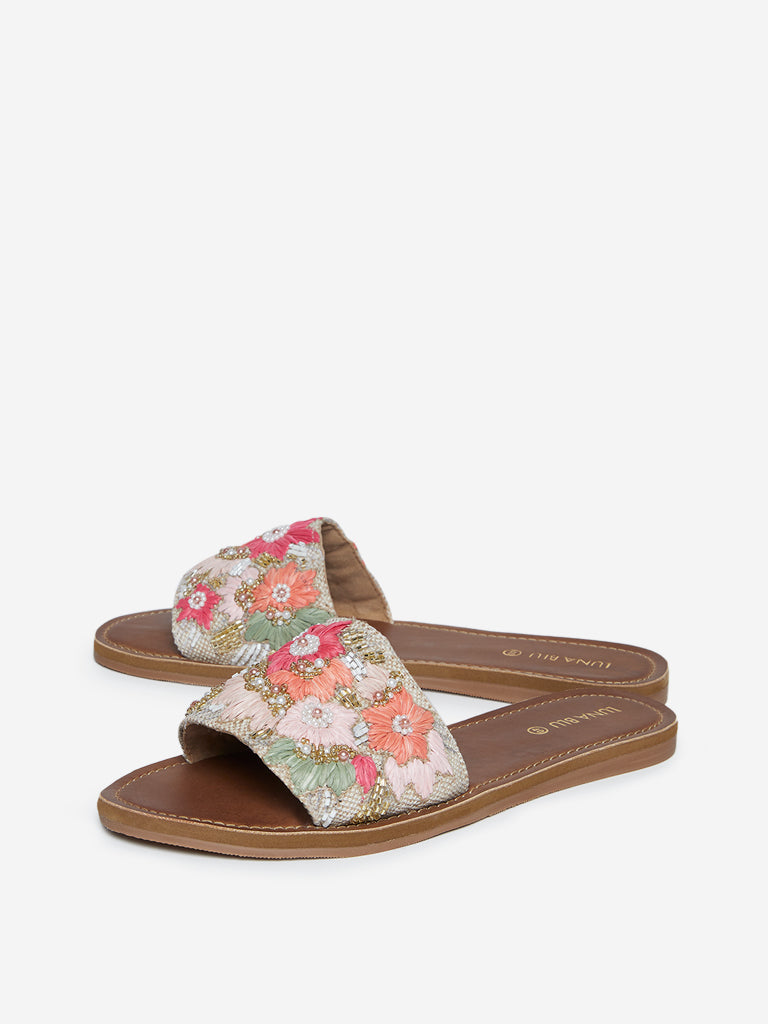 LUNA BLU Multicolour Floral Pattern Slides